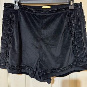 H&M Elegant Black Beaded Velvet Women's Shorts Sz M